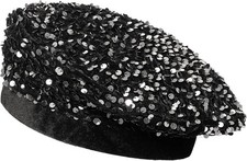Women Bling Beret Hats Sparkly Sequin Glitter Beanie Hat