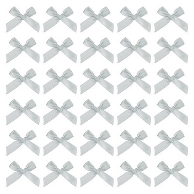 200 Pcs Mini Bow 1.8 Inch Light Gray Satin for Decorations