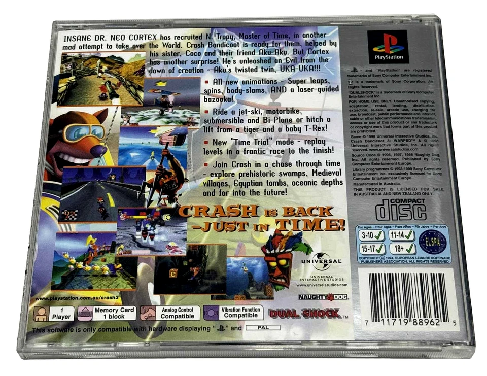 Crash Bandicoot 3 Warped PS1 PS2 PS3 (Platinum) PAL *Complete* #2 - Image 4 of 4