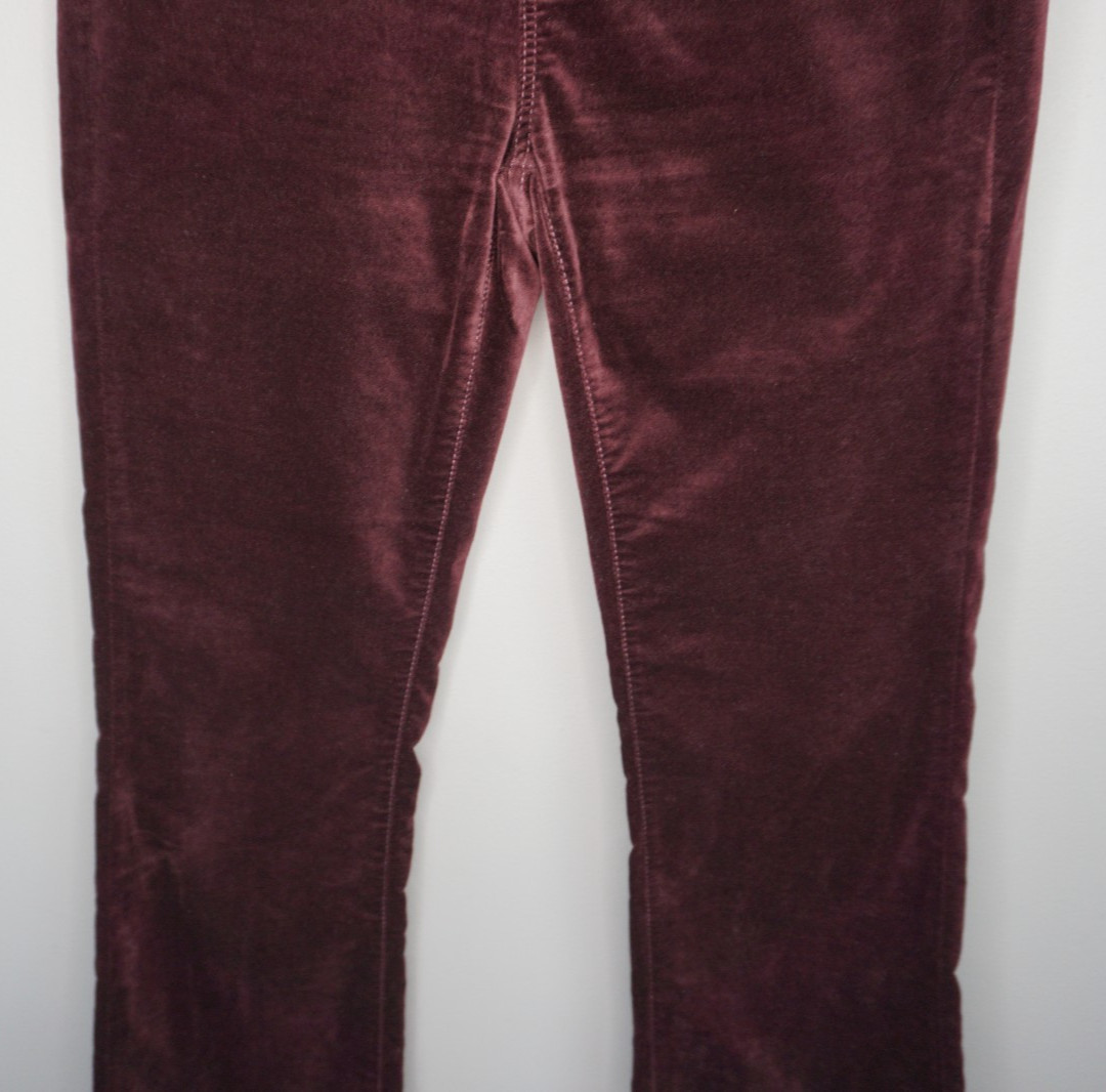 AG Women Pants Farrah Boot Crop Velvet Mid Rise Pants in Pinot Noir size 27 thumbnail 5