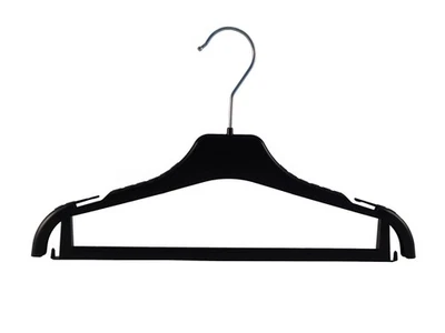 KLEIDERBUEGELSHOP24 Kleiderbügel mit Steg, Kinderbügel, 35 cm, schwarz, W4Sb, NEU, 20 Stück