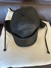 CROWN CAP Brown Leather Real Fur Winter Pilot Cap hat Aviation Unisex- Size L