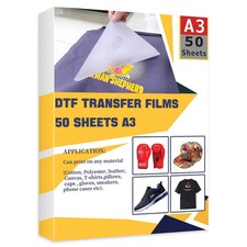 DTF Transfer Film 50 Sheets  A3 11.7" x 16.5" Glossy Clear PreTreat for Inkjet