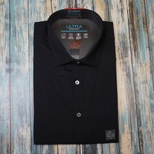 NEW XL J. Ferrar Ultra Comfort slim fit button down dress shirt Solid Black 384