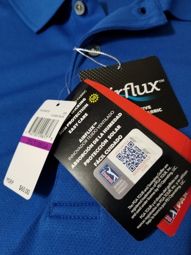 PGA TOUR Men's Airflux Solid Mesh Short Sleeve Polo Blue 2XL NWT - Bild 3 von 12
