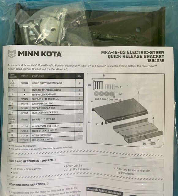 Staffa A Sgancio Rapido Per Motori Minn Kota - Compatibile Con Ulterra, Terrova, PowerDrive