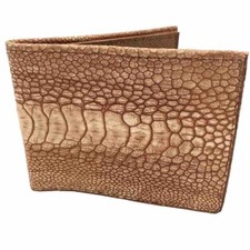 Cognac ostrich leg bifold mens wallet