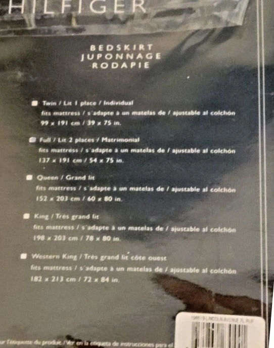 (1) Falda de cama Tommy Hilfiger Lincoln Avenue ~ Rayas azules ~ 14" caída ~ Completa NUEVA Foto 3 de 4
