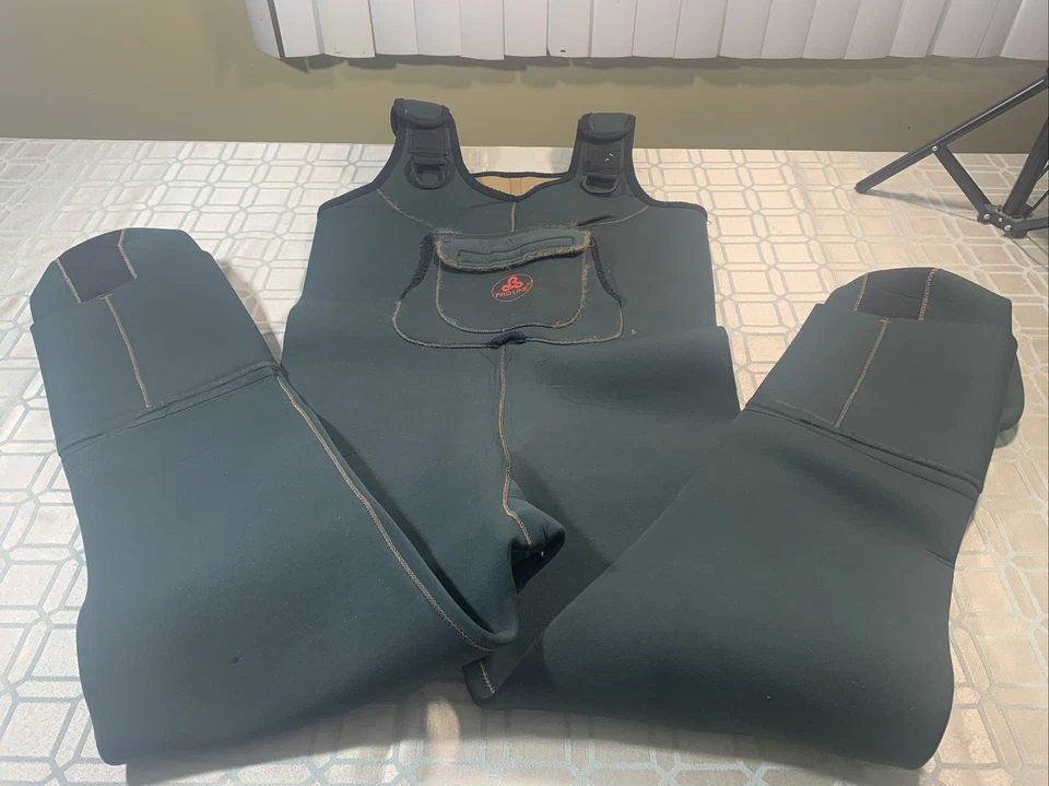 Pro Line Fishing Neoprene Boot Foot Green Knee Pad Waders Suspender Men’s US XL - Image 2 of 4