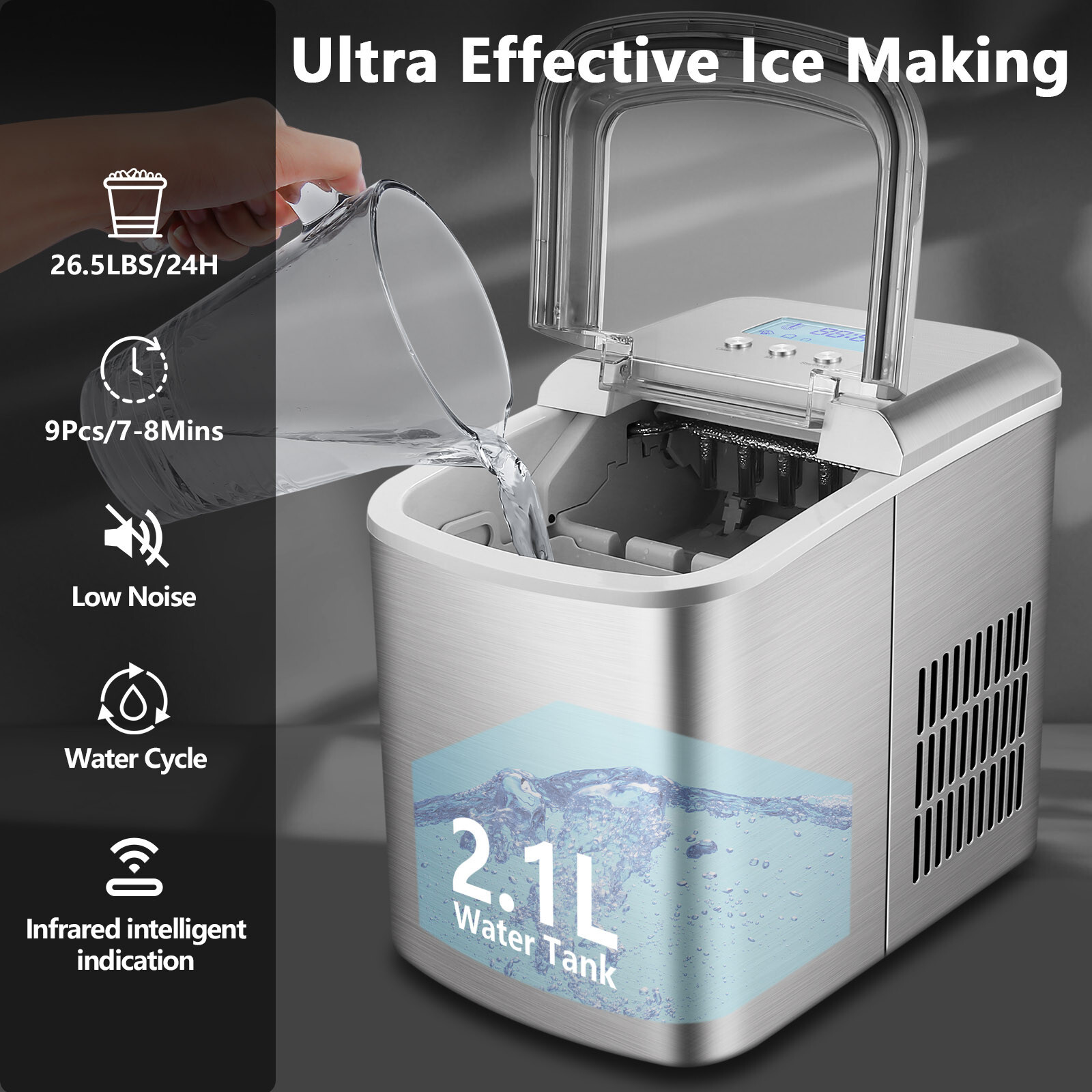 Portable Ice Maker for Home - Made of Stainless Steel-image