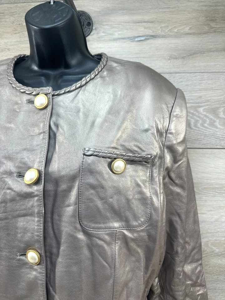 Lord & Taylor Mujer’s 2 Piezas Traje Napa Cuero Chaqueta Falda Conjunto Talla 16 Nuevo de Lote Antiguo Foto 2 de 4