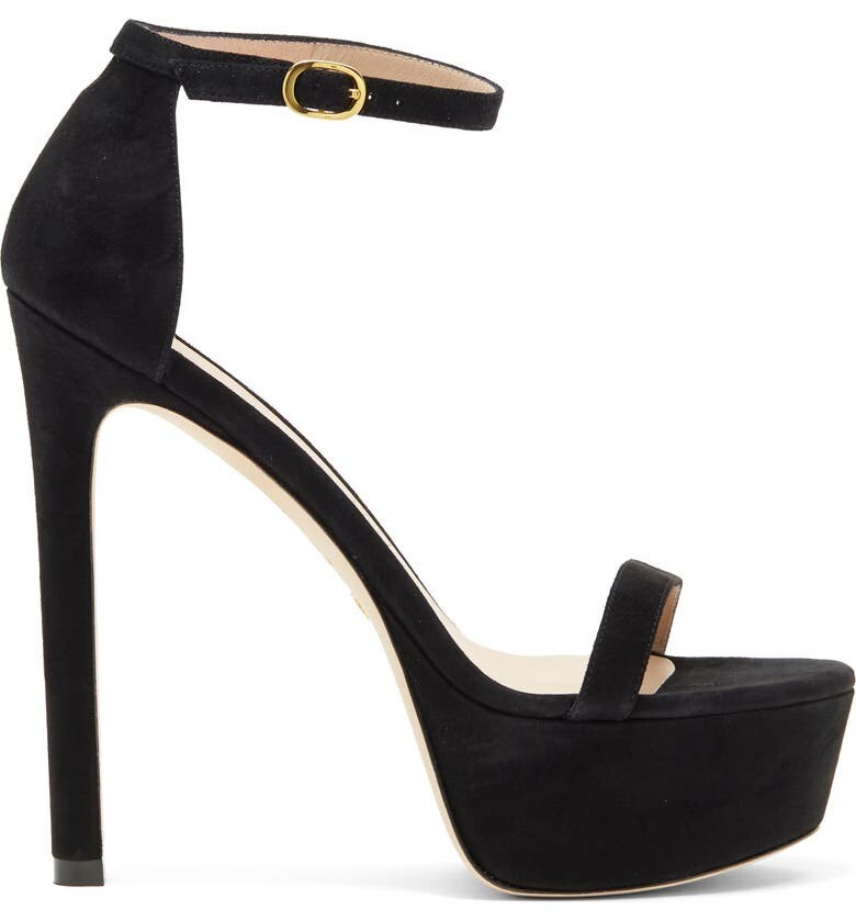 $550 STUART WEITZMAN nudist Hollywood Platform Sandals BLACK