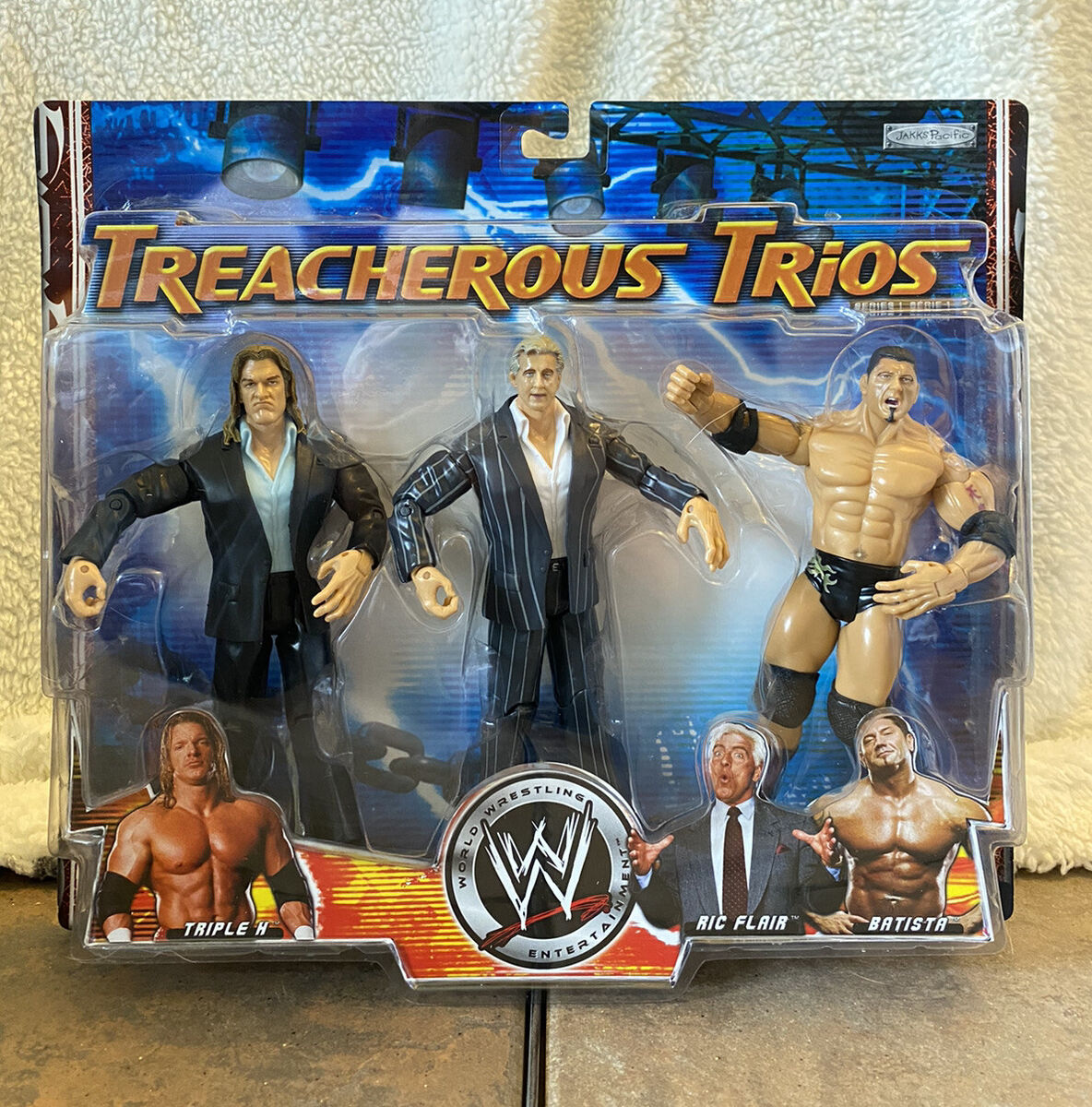 WWE Jakks Treacherous Trios Triple H Ric Flair Batista 3 WWE Jakks Treacherous Trios Triple H Ric Flair Batista 3