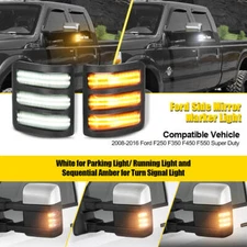 Switchback Side Mirror Marker Turn Signal Lights For 2008-2016 Ford F250 - F450