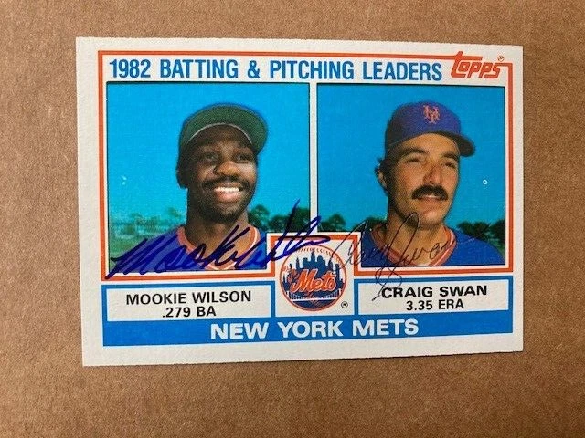 Autogramm 1983 Topps Mets Team Leaders Mookie Wilson/Craig Swan mit COA