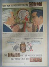 Nescafe' Coffee Ad: Now Your Really Making Coffee!  1940's Size: 11  x 15 inches