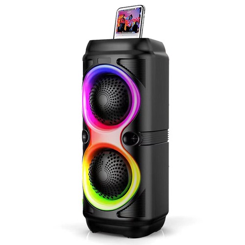 Portable Wireless Bluetooth Speaker Dual Subwoofer Heavy Bass FM Colorful Lights - Picture 11 of 16