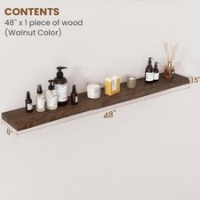 Floating Shelves 48" for Wall Decor Rustic Solid Elm Wood Floating Shelves