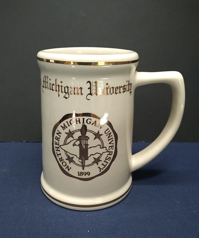 Northern Michigan University Coffee Mug Cup WC Bunting Gold Trim Vintage