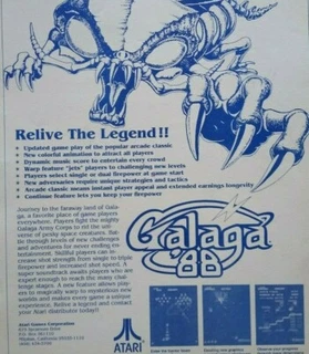 Galaga 88 Arcade Flyer Original 1988 Video Game Promo Vintage Retro Artwork