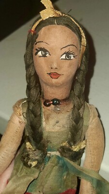Vintage 11   Philippines? Ethnic  Mexico ?  Hand Painted Clay Head Cloth BODY 