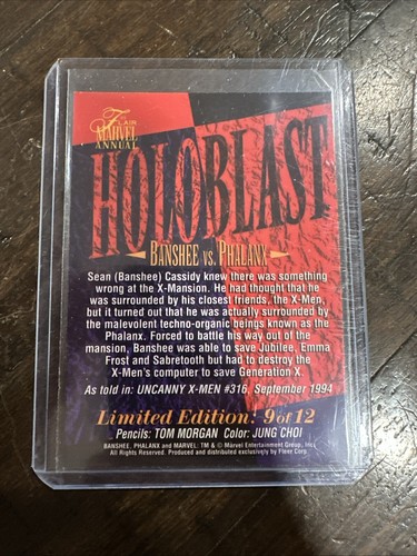 1995 Flair Marvel Annual Holoblast 🔥 Banshee vs Phalanx Insert Card # 9 of 12 B - Picture 2 of 2