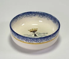 French Faience Trinket Dish ~ Crown ~ Dog ~ Signed