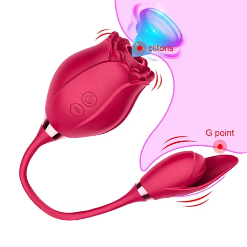 Rose Clit Sucking Vibrator G-spot Dildo Strong Sucker Sex Toys for Women Couple - Picture 5 of 13
