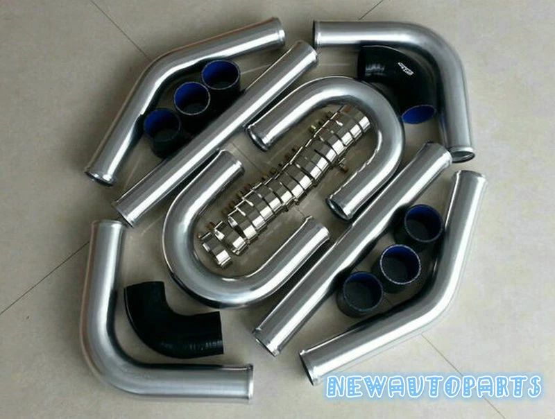 Kit de tubería turbo intercooler universal de aluminio de 2" 51 mm + kits de manguera negra Foto 2 de 4