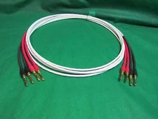 6 Ft Silver Plated 14 AWG Speaker Wire W/ Gold Banana Plugs, set of 4 Cables.