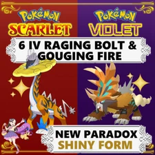 Pokemon Scarlet Violet 6IV SHINY UNRELEASED PARADOX RAGING BOLT GOUGING FIRE
