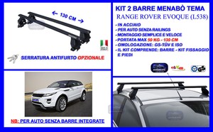 5p dal 2011 Barre Portatutto Menabo/' Tema LAND ROVER RANGE ROVER EVOQUE L538