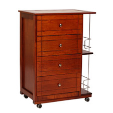 Carrello Cassettiera GIADA con PORTABOTTIGLIE con piano in ceramica CILIEGIO