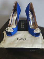 Badgley Mischka Jeannie Blue Peeptoe Pumps