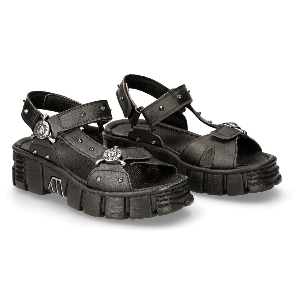 New Rock Boots BIOS120-V1 Unisex Metallic Black Vegan Leather