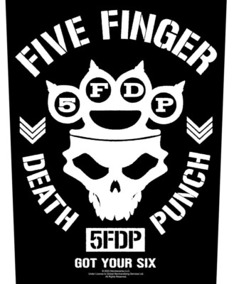FIVE FINGER DEATH PUNCH RÜCKENAUFNÄHER BACKPATCH # 6 GOT YOUR SIX 36x29cm