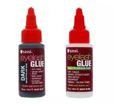 Sassi Eyelash Glue DARK or CLEAR False Eyelashes Waterproof Anti Fungal 1oz