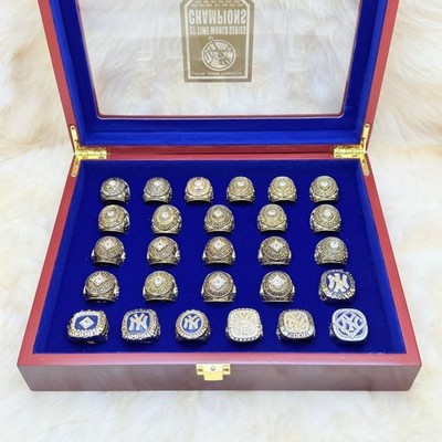 NY YANKEES 27 PCS WORLD SERIES CHAMPIONSHIP RING SET W DISPLAY BOX