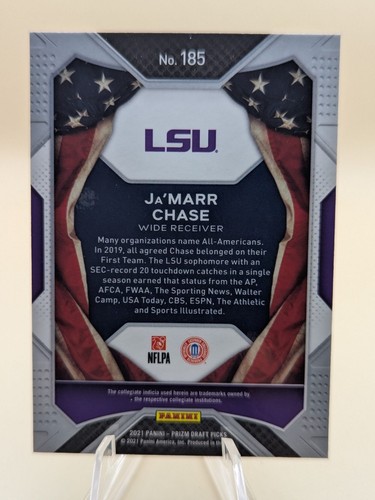 2021 Prizm Draft Picks Ja'Marr Chase All-Americans football card #185 LSU RC - Picture 2 of 2