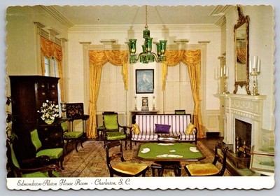 Edmondston-Alston House Charleston SC Drawing Room Dexter Press Postcard