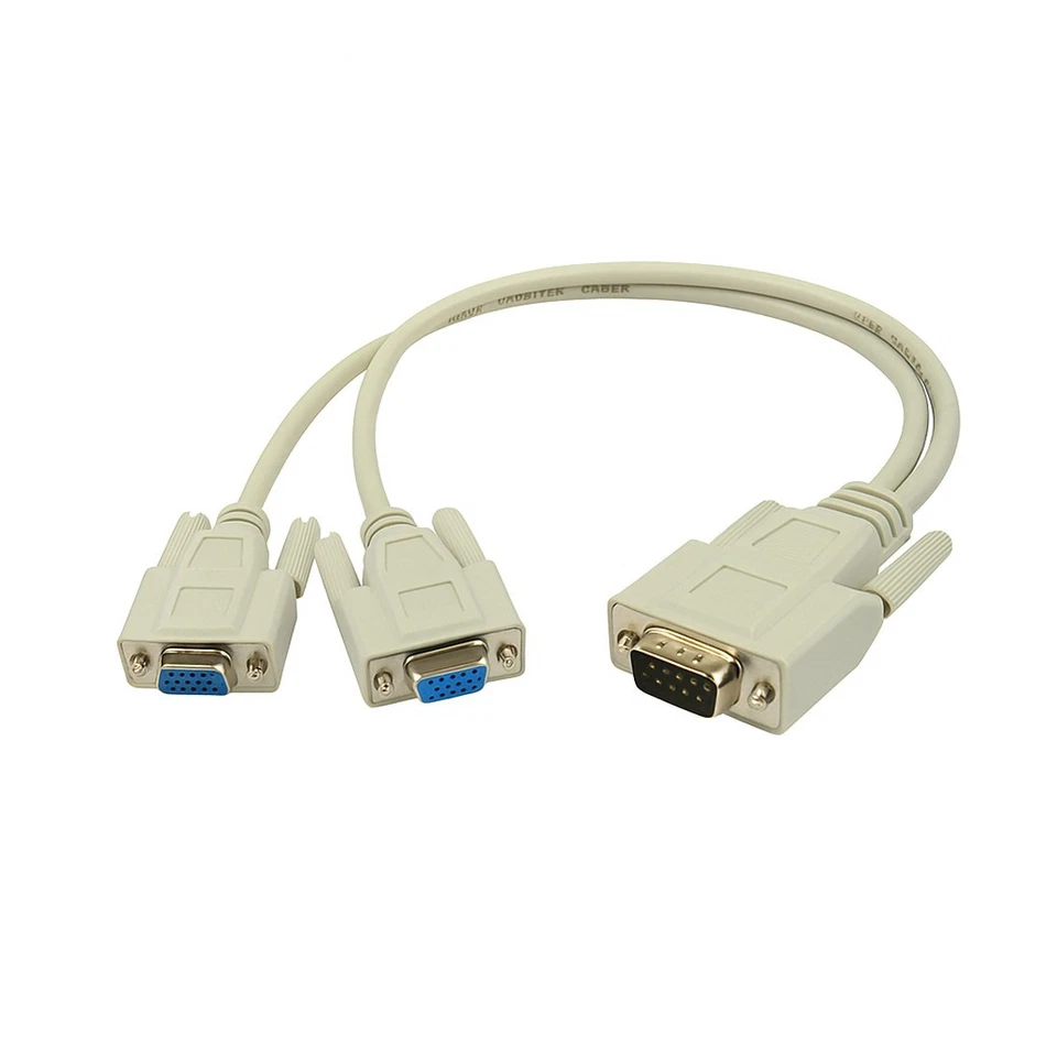 J14 VGA Y-Kabel Adapter 1x2 Splitter, 1 Stecker auf 2 Buchsen, 30 cm für PC & TV - Bild 3 von 4