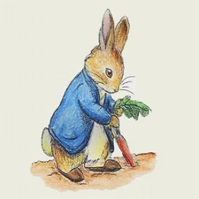 Beatrix Potter Peter Rabbit Digs Carrots Counted Cross Stitch Pattern