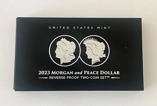 2023 S SILVER US MINT MORGAN & PEACE DOLLAR REVERSE PROOF 2 COIN SET BOX &COA