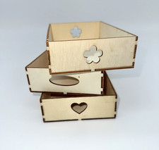 Unfinished Wooden Storage Boxes 6inx4in set Of 3 Craft Organizer