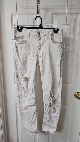 Mango Isa Denim & Tees White Distressed Skinny Jeans Size 6