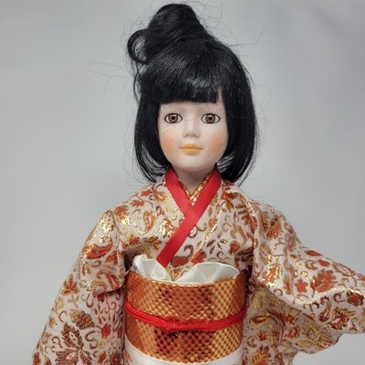 Vintage 1980s Japanese Geisha I Am Tupperware Promo Doll Red Gold Kimono 17in