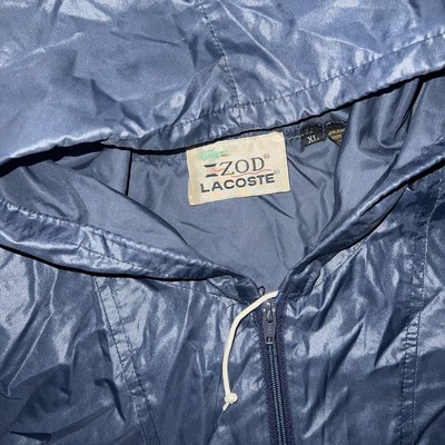 Vtg 70s 80s Mens IZOD Lacoste Pullover Hooded Anorak Blue