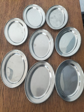Vintage Commercial Catering Oval Serving Plates Stainless Steel
