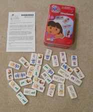 Vintage 2005 Nick Jr Dora The Explorer Dominoes Complete in Tin 28 Pieces & Tin
