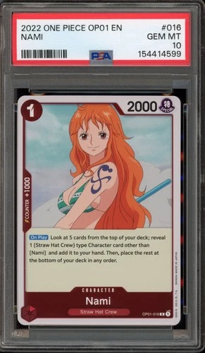 One Piece CCG Nami OP01-016 PRE ERRATA PSA 10 Gem Mint